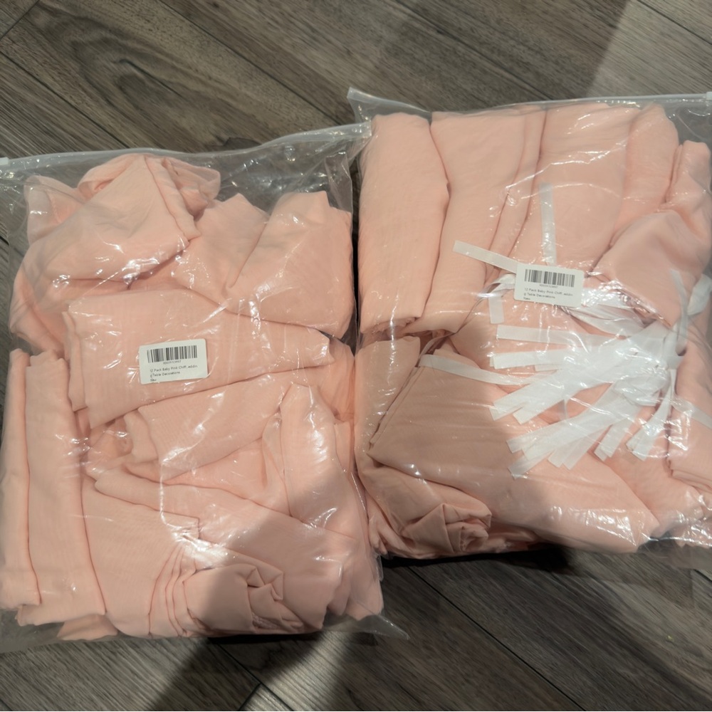 2x Baby Pink 12 pack chiffon table decorations. 24 total.